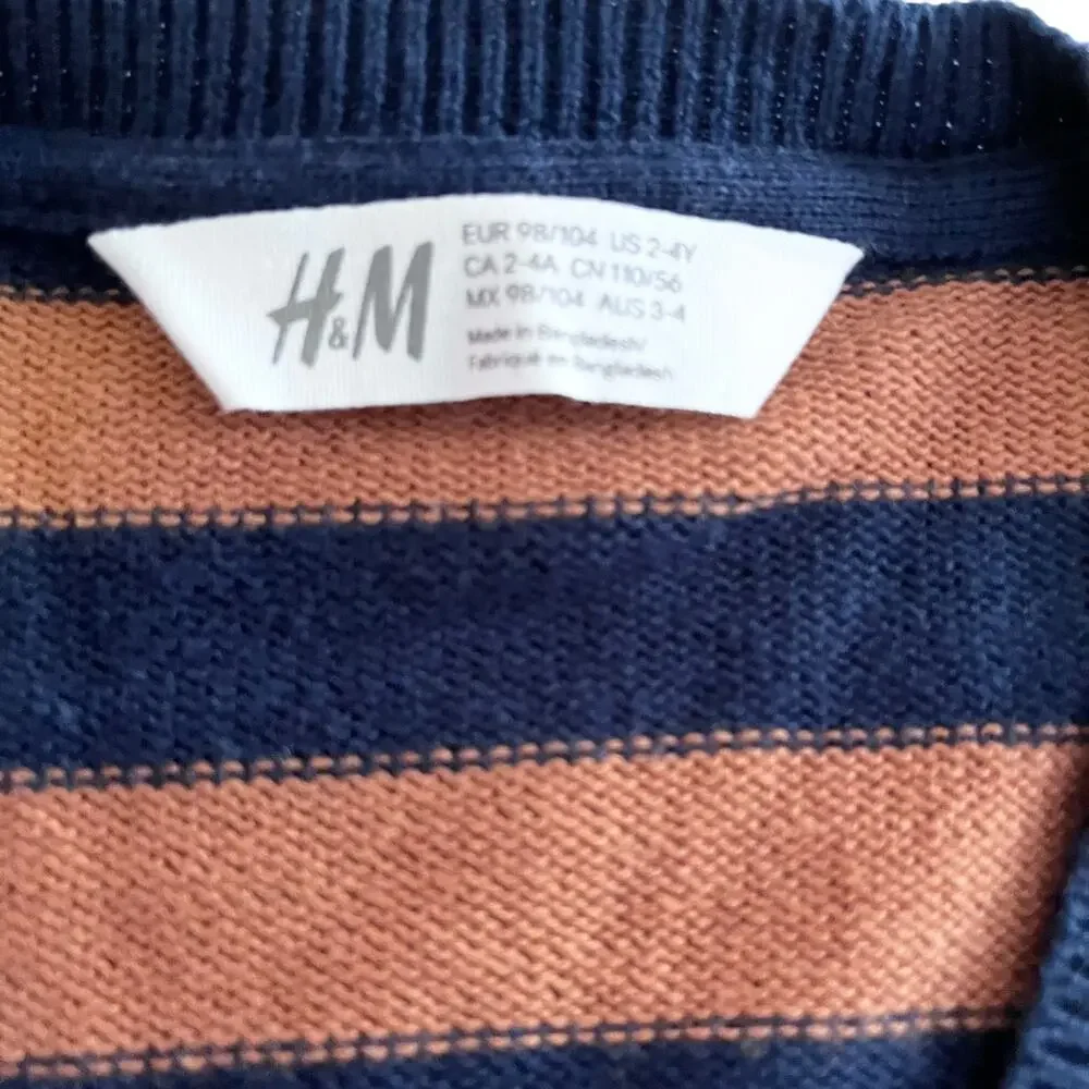 H&M boys cardigan sweater patch pockets size 2-4